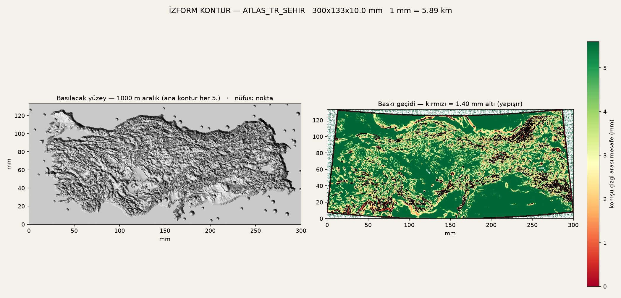 Turkey / Contour Map with City Points, engine render preview