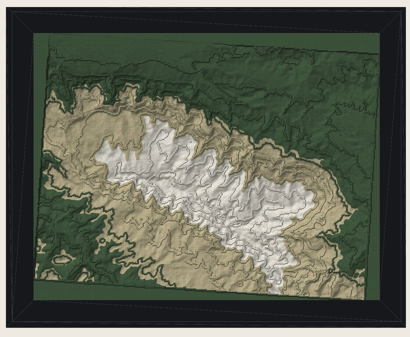 Uludağ framed topographic relief engine render